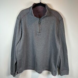 Tommy Bahama Alpine View Reversible 1/4 Zip Pullover Sweater Gray Burgundy Sz XL